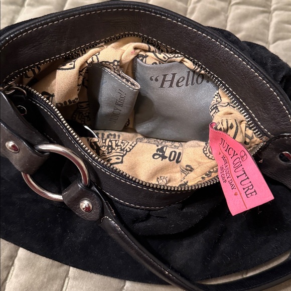 Juicy Couture Black Shoulder Bag with Heart Accent - Picture 6 of 7